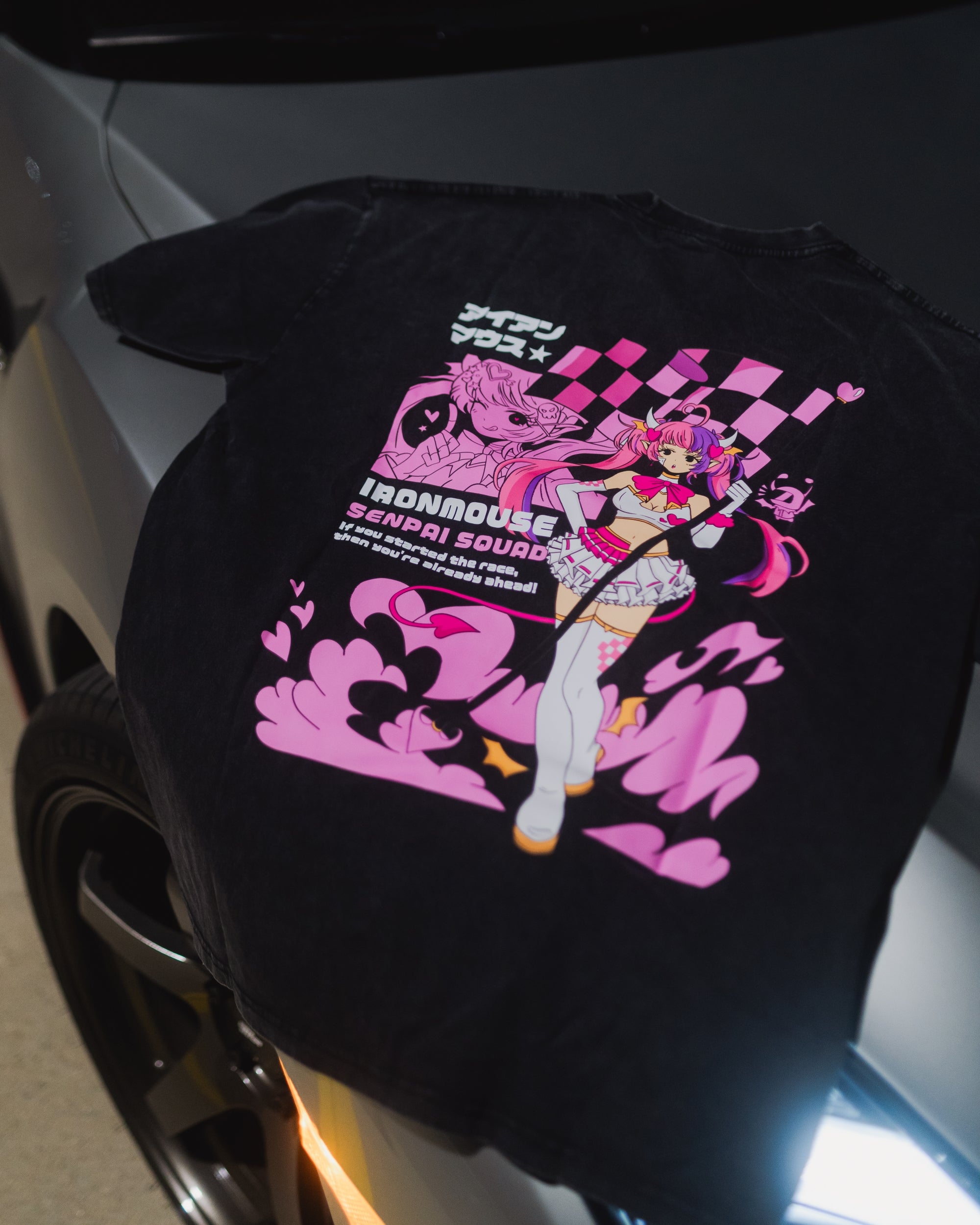 Ironmouse Acid Wash Black Shirt