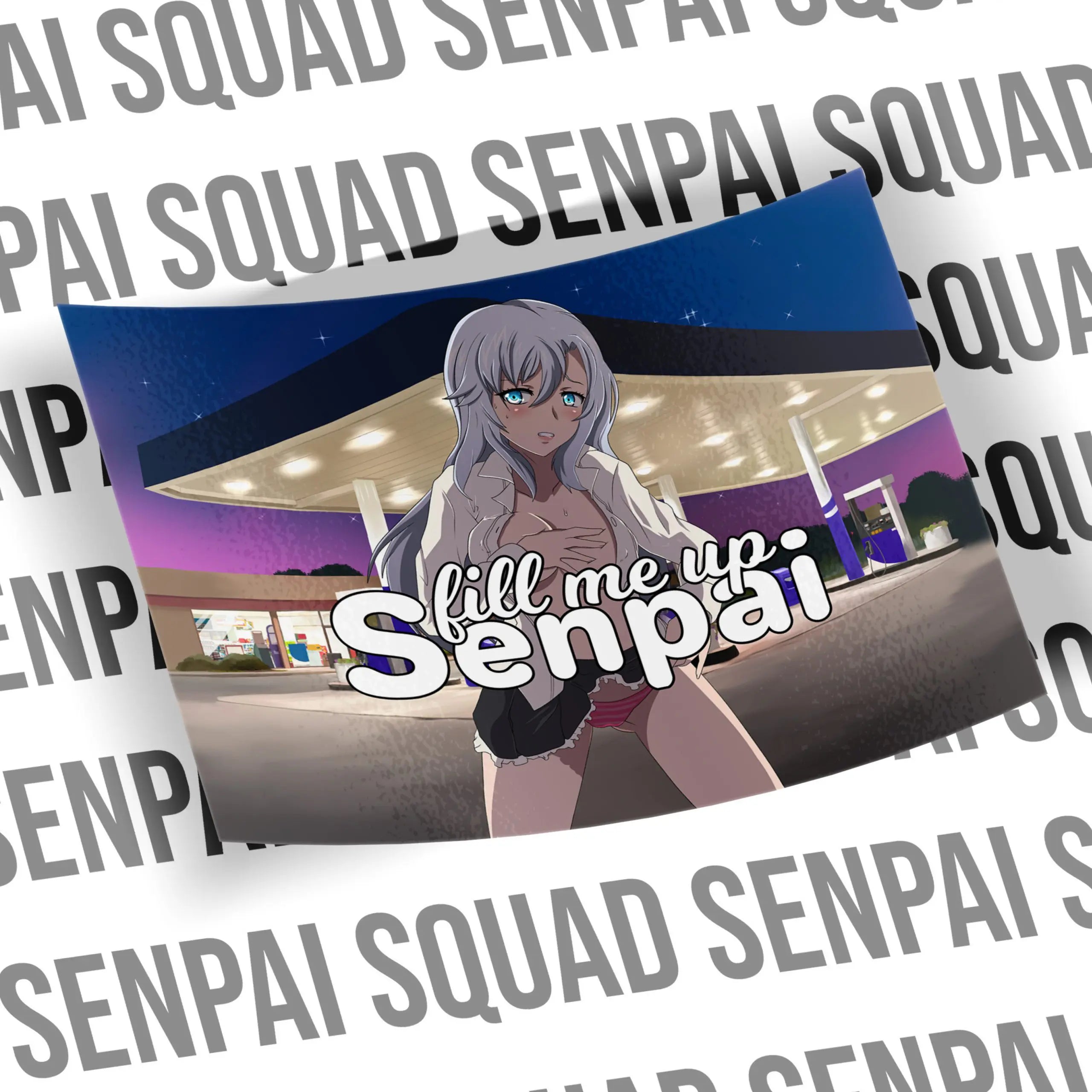 Fill Me Up Senpai Rectangular Gas Cap Decal