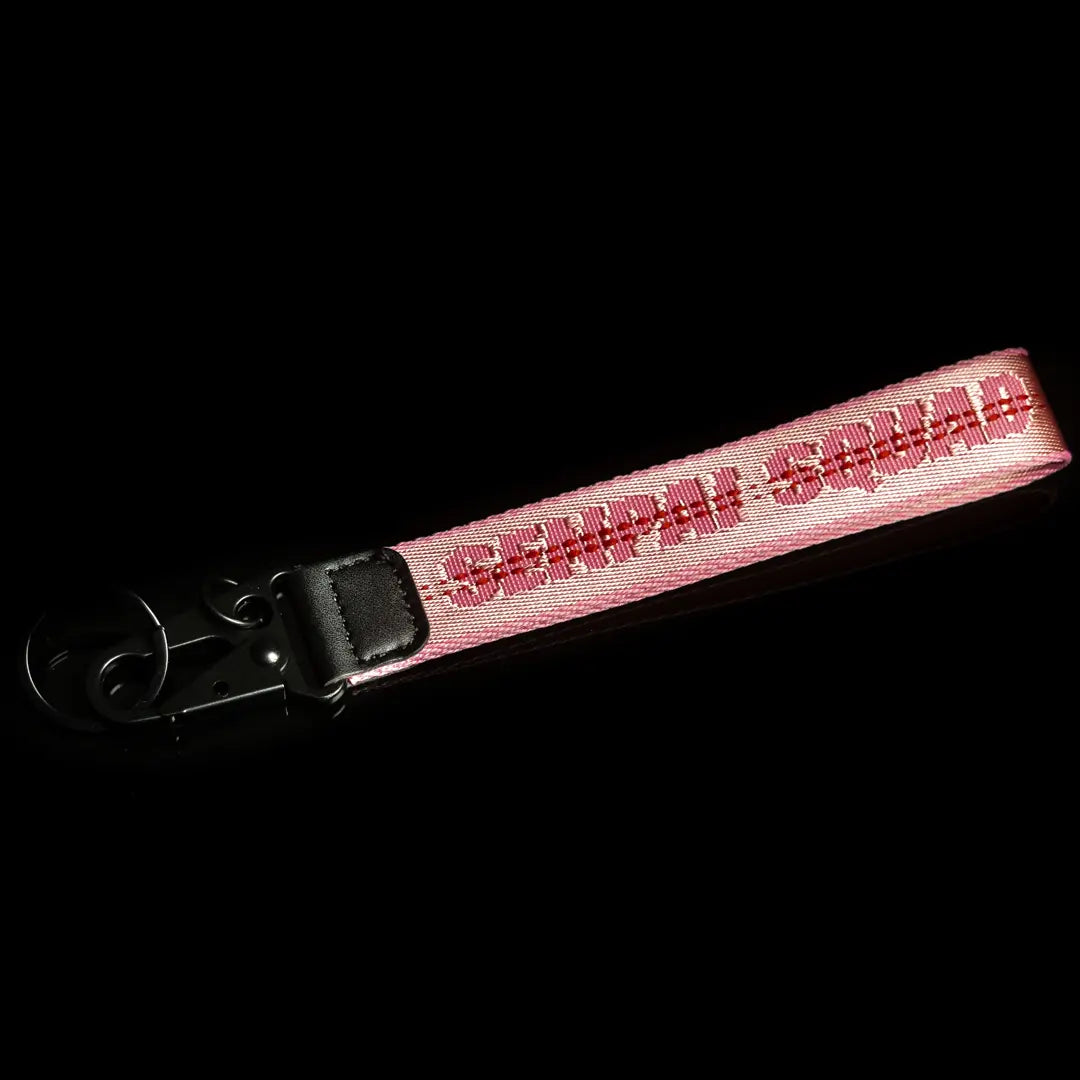 Light Pink Fabric Strap Keychain