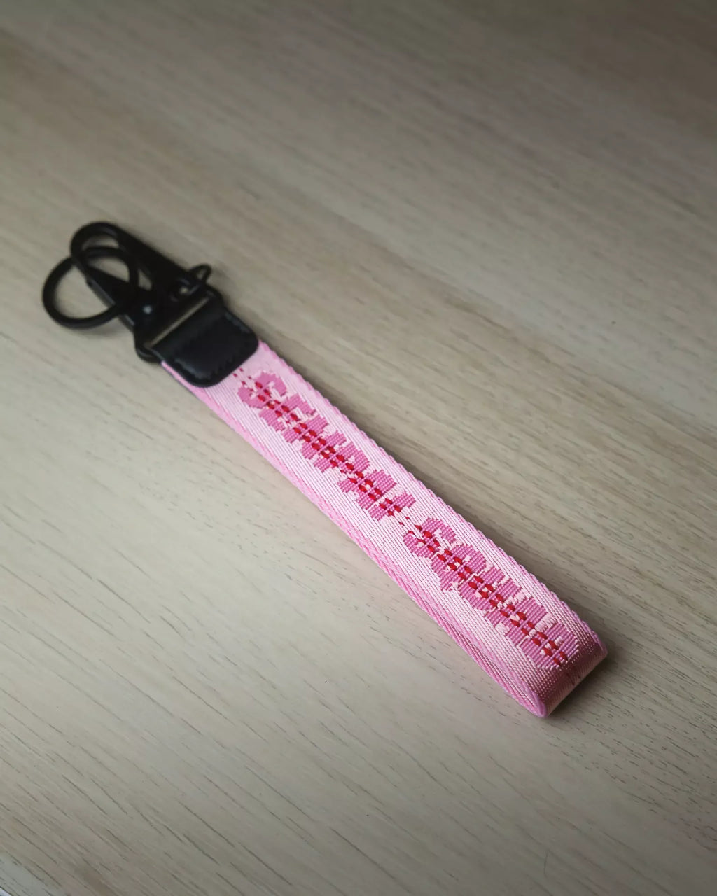 Light Pink Fabric Strap Keychain