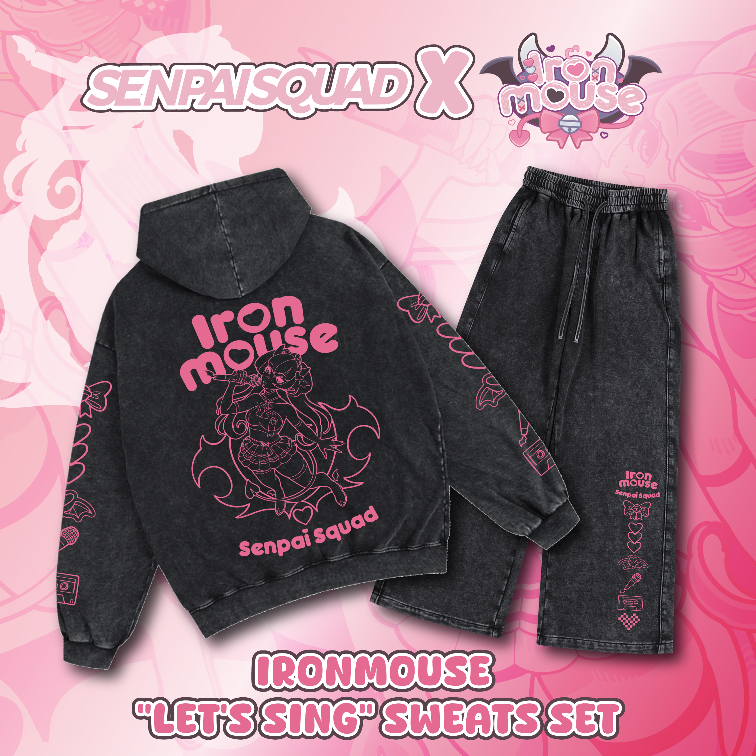 "Lets Sing" Ironmouse Apparel Set (Acid Black)