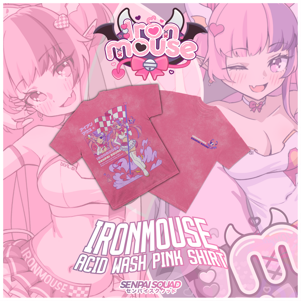 Ironmouse Acid Wash Pink Shirt