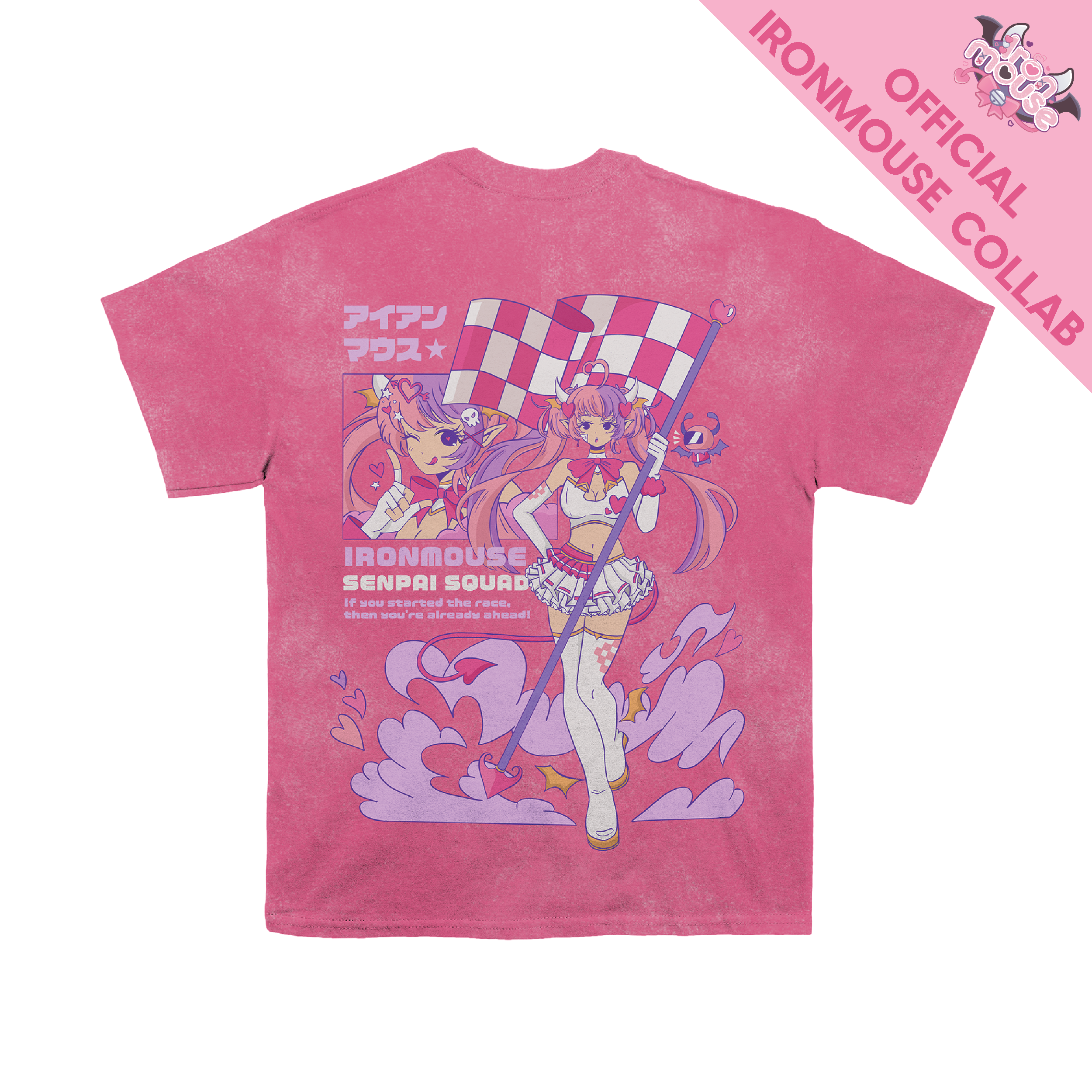 Ironmouse Acid Wash Pink Shirt